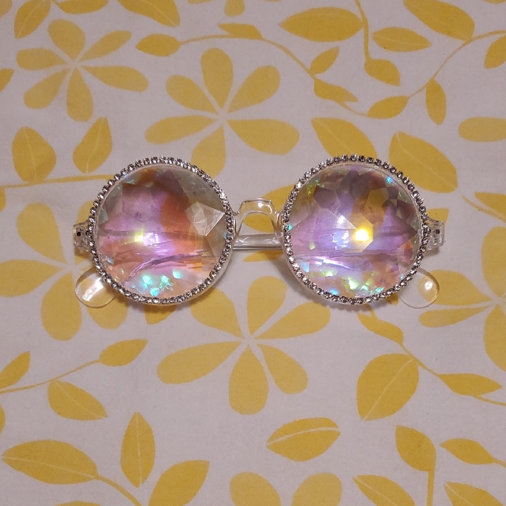Crystal-Effect Round Sunglasses